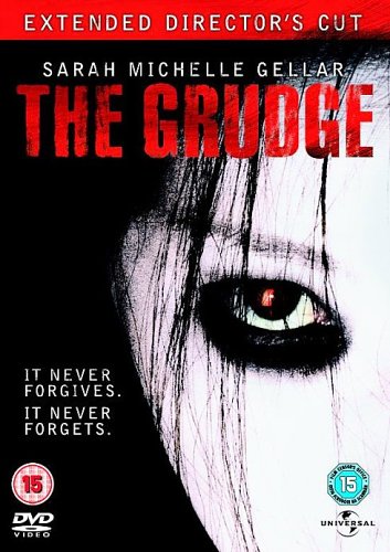DVD cover for The Grudge featuring a close-up of a pale, dark-eyed woman's face.