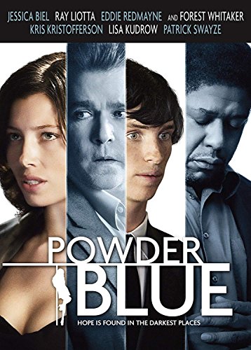 “Powder Blue” DVD cover featuring Jessica Biel, Ray Liotta, and Eddie Redmayne.