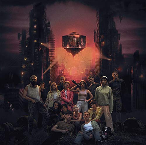 CD cover: group of people in a dystopian, ruined cityscape.