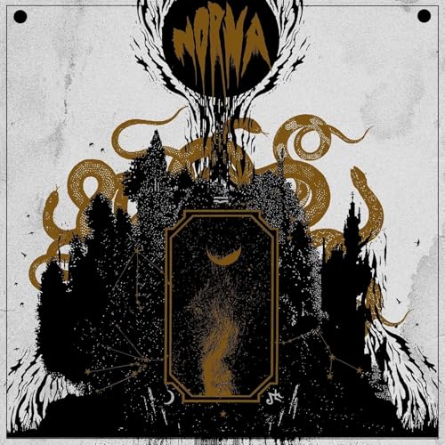 Norna album cover: dark, ornate illustration with trees, snakes, and a moon.