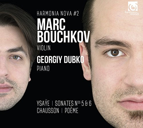 CD cover featuring portraits of Marc Bouchkov and Georgiy Dubko, violin and piano.