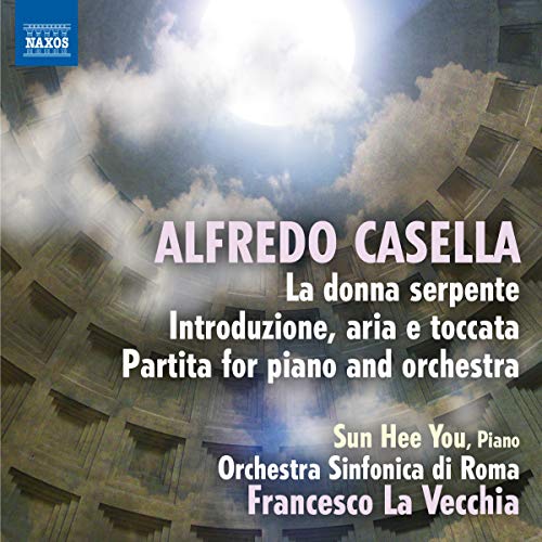 CD cover for Casella’s “La Donna Serpente” featuring stormy sky imagery.