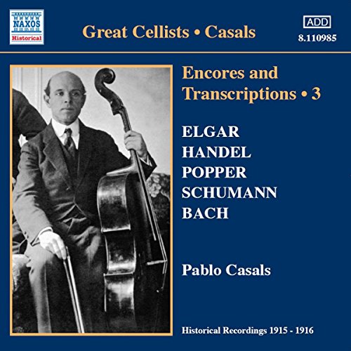 CD cover featuring Pablo Casals with his cello, composers listed below.