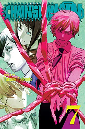 Colorful manga cover with Denji in chainsaw form, likely with dynamic action scene background.