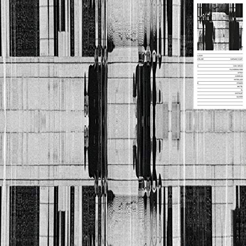 Vinyl record cover with distorted architectural image and white text.