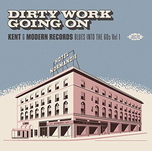 CD cover with illustration of a pink and gray hotel building.