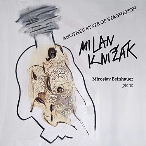 CD cover for Milan Knizak’s piano pieces with abstract face illustration.