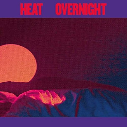 CD cover for Heat’s “Overnight” with a red sun and purple landscape.