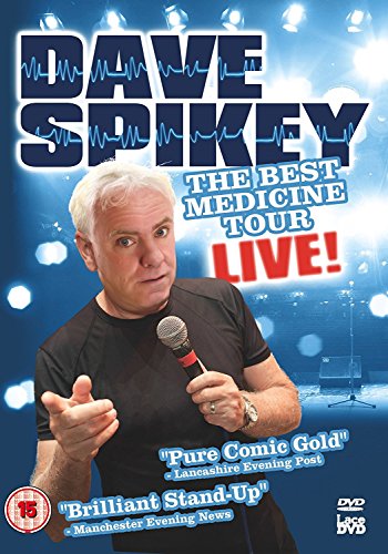 DVD cover featuring comedian Dave Spikey with microphone, tour title, and ratings.