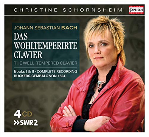 CD cover featuring pianist Christine Schornsheim and text for Bach’s “Well-Tempered Clavier.”