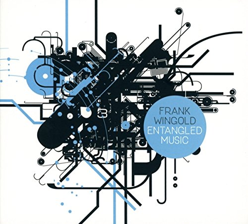 CD cover for “Entangled Music” by Frank Wingold, abstract black and blue design.