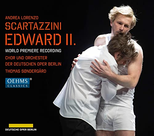CD cover for "Edward II" opera featuring two men in embrace.