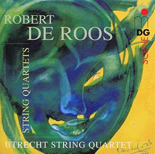 CD cover: abstract blue and green painting, text “De Roos” and “Utrecht String Quartet”.