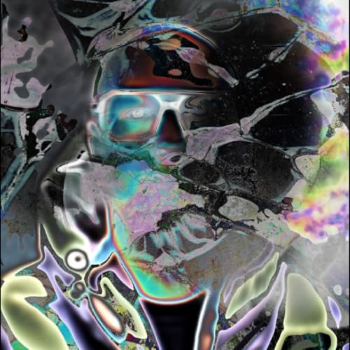 Abstract, colorful skull image on the vinyl record cover for U-ziq's Grush.