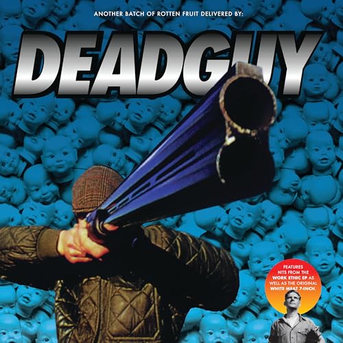 Album cover for Deadguy's "Work Ethic" featuring a man with a megaphone and baby dolls.