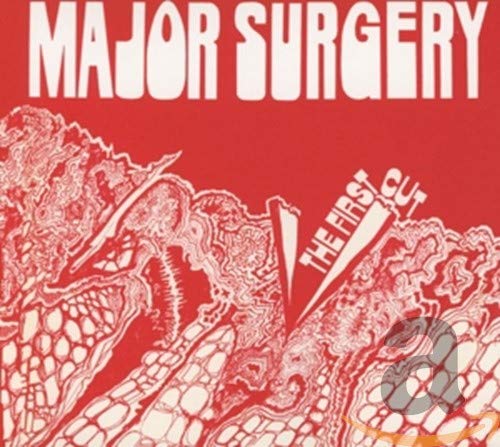 Red album cover for "Major Surgery - The First Cut" with abstract art.