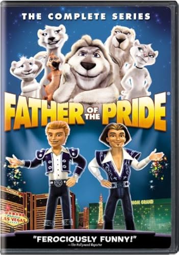 DVD cover featuring animated lions and two magicians against a Las Vegas background.