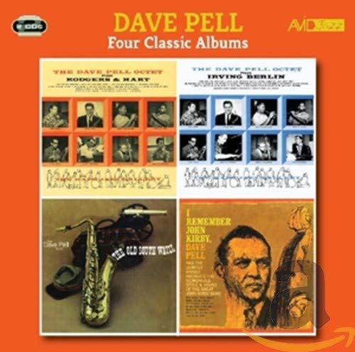CD cover for Dave Pell’s four classic albums, featuring band portraits.
