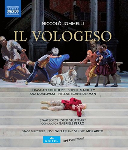 Blu-ray cover for opera "Il Vologeso" with stage scene depiction.