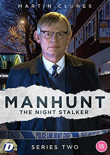 DVD cover for "Manhunt: The Night Stalker" featuring Martin Clunes.