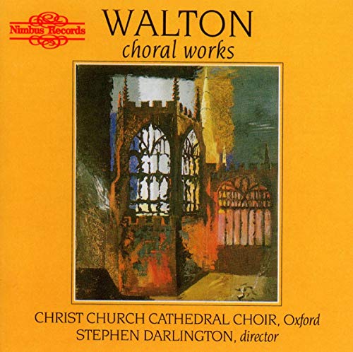 CD cover for William Walton's choral works with cathedral painting.