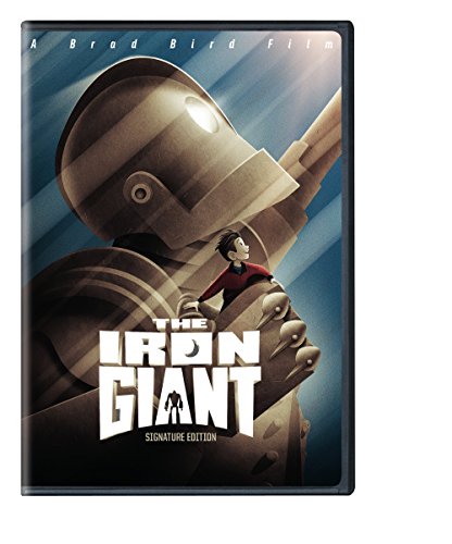 DVD cover for "The Iron Giant" featuring the robot and a boy.