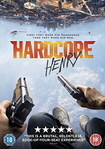 DVD cover for “Hardcore Henry” featuring guns pointed towards the viewer.