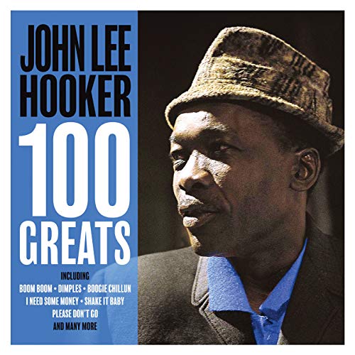 CD cover for John Lee Hooker’s “100 Greats” featuring his portrait.