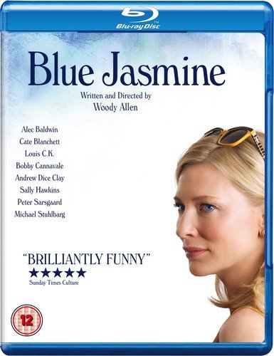 Blu-ray cover for “Blue Jasmine” featuring Cate Blanchett in profile.