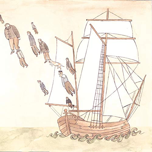 Illustration of a sailing ship with figures falling from its rigging.