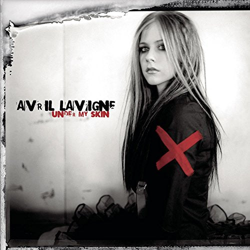 Avril Lavigne album cover, "Under My Skin," with a distressed border.
