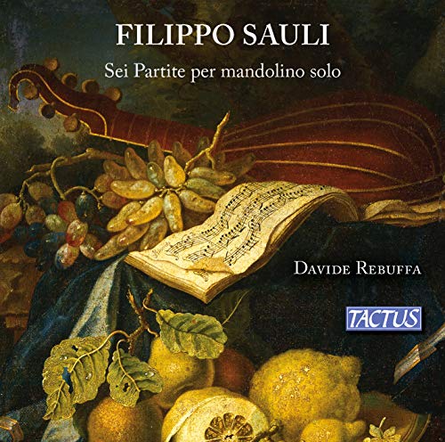 CD cover: still life painting with mandolin, fruit, and sheet music.