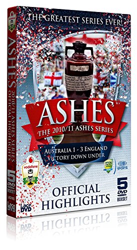 DVD cover for “The Ashes Series 2010/11” featuring the Ashes urn.
