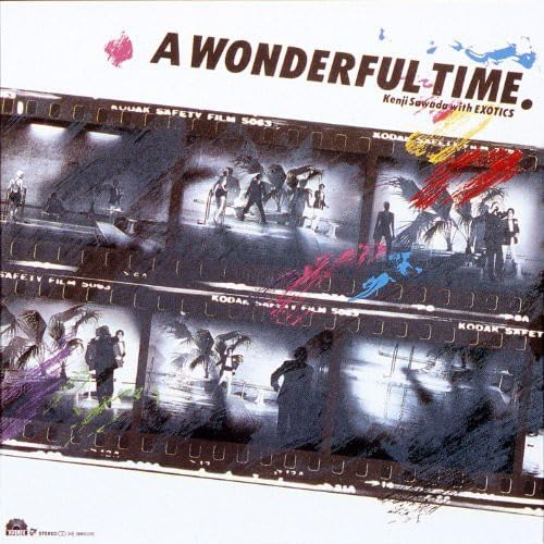 CD cover featuring black and white film strips with people and abstract paint strokes.