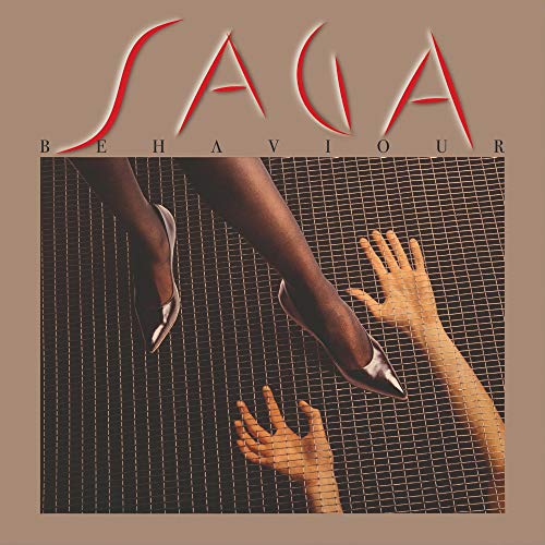 CD cover for Saga’s “Behaviour” with legs, hands, and wire mesh.