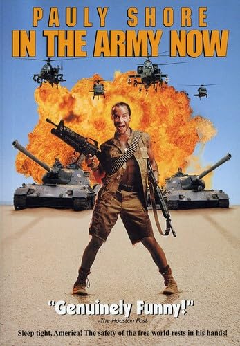 DVD cover for "In the Army Now" featuring Pauly Shore and military vehicles.