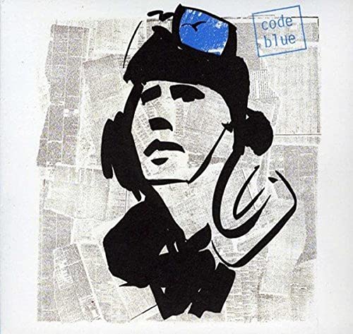 CD cover: black and white illustration of a person with headphones.