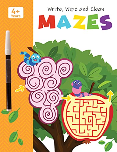 Children’s maze activity book with a pen and colorful illustrations.