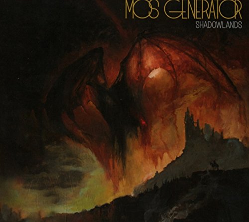 CD cover for Mos Generator’s “Shadowlands” featuring a dark, fiery dragon.