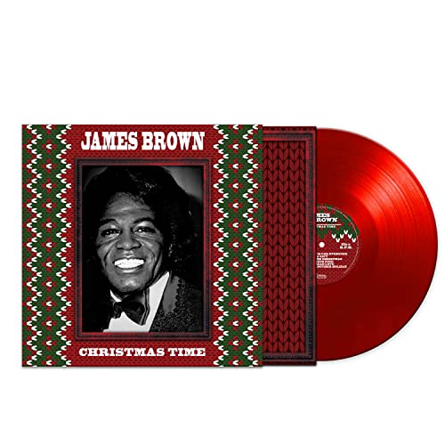 James Brown “Christmas Time” vinyl record with red cover and disc.