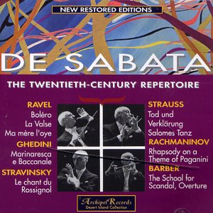 CD cover featuring conductor De Sabata and portraits of composers.