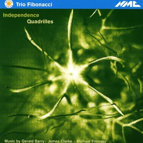 CD cover for Trio Fibonacci’s “Independence Quadrilles” with abstract green design.