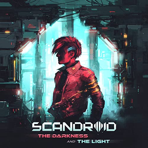 Sci-fi album cover featuring a person with bright hair in a futuristic setting.