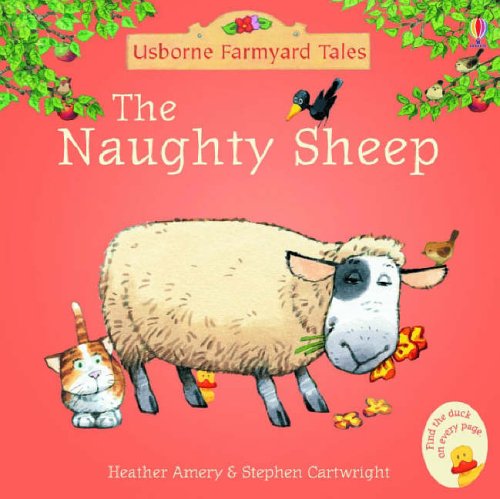 Red book cover featuring a cartoon sheep, cat, and bird.