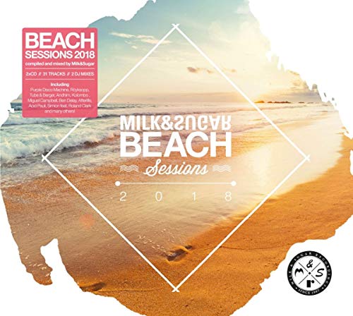 CD cover for “Beach Sessions 2018” by Milk & Sugar, beach scene.