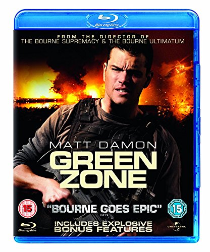 Blu-ray cover for "Green Zone" featuring Matt Damon with explosions.
