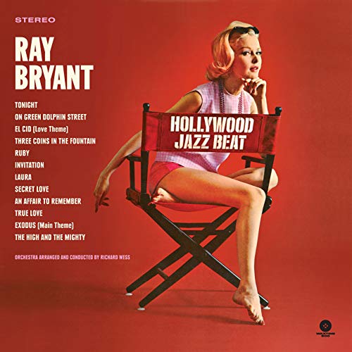Album cover for Ray Bryant’s “Hollywood Jazz Beat” featuring a woman on a director’s chair.