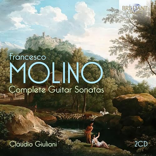 CD cover for Claudio Giuliani’s “Molino: Complete Guitar Sonatas” with landscape.