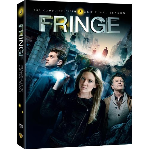 DVD cover for "Fringe" Season Five featuring three central actors.
