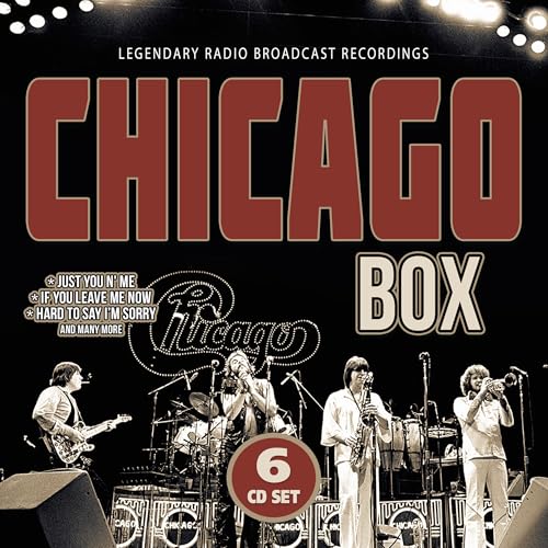 Chicago band box set CD cover with musicians performing onstage.